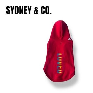 055 Sydney & Co. Red Dog Hoodie with 'LOVED' Print